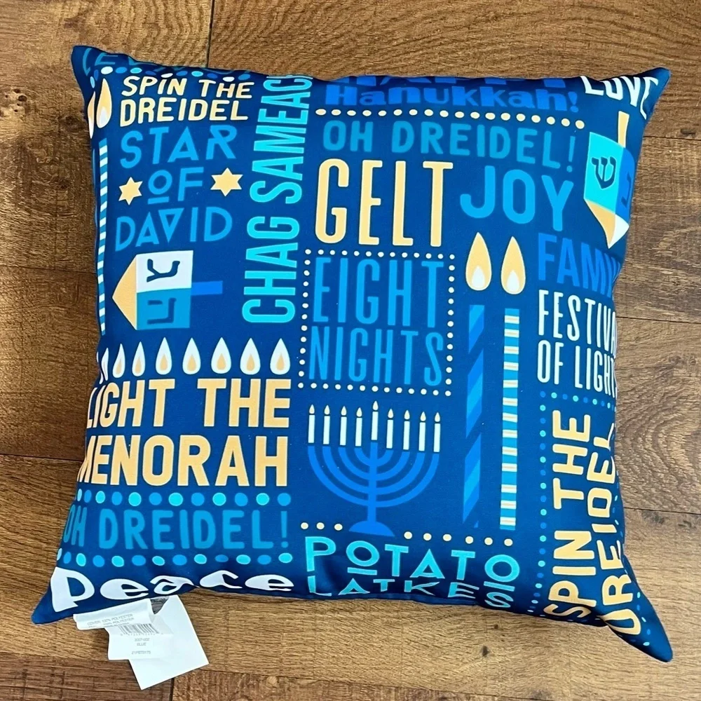2 brand new Hanukkah pillows “light the menorah” 18”x18” decor 8 nights